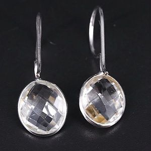 Crystal Gemstone Earrings in Sterling Silver